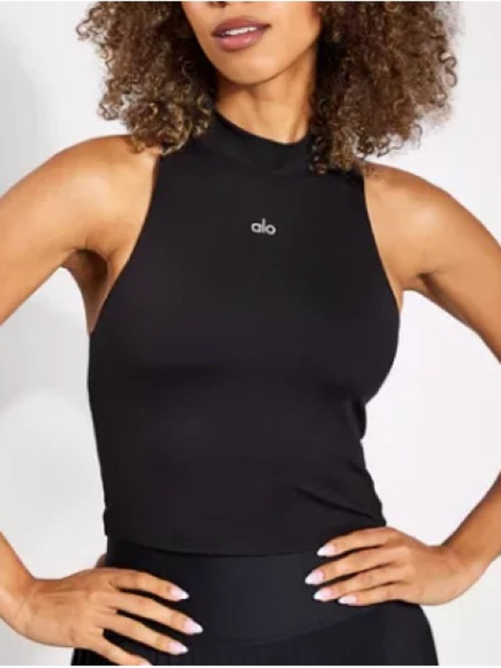 ALO Yoga Black High-Neck Tank Crop Top